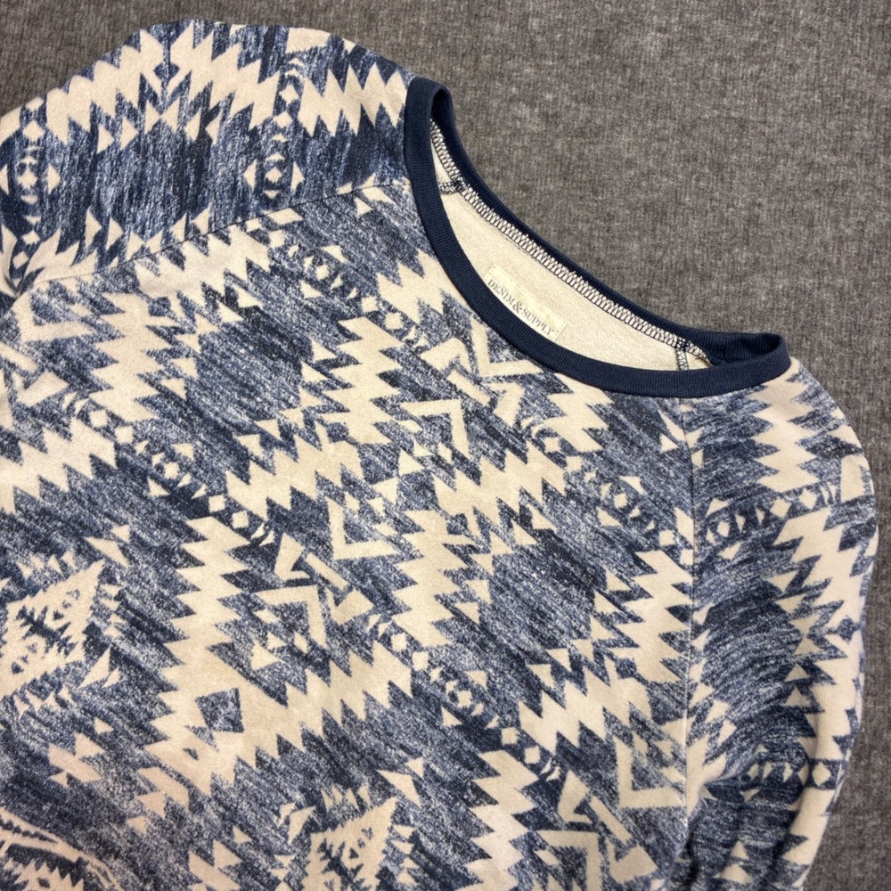 Denim & Supply Ralph Lauren Sweatshirt Women Large Blue Aztec Geometric Pullover
